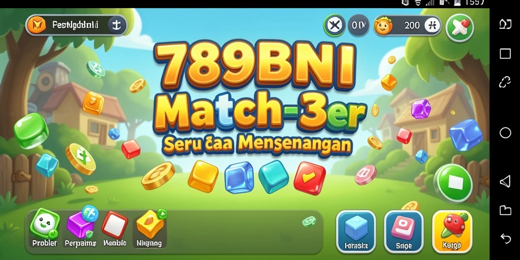 Screenshot gameplay 789BNI menampilkan kombinasi warna-warni dalam permainan Match-3.