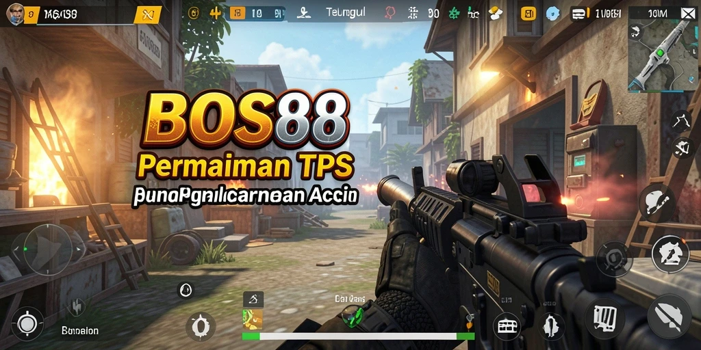 Tampilan gameplay menegangkan di lapangan perang BOS88.