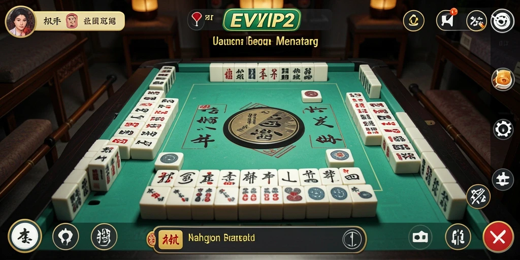 Tampilan gameplay seru dari EVIP2 yang menampilkan Mahjong.
