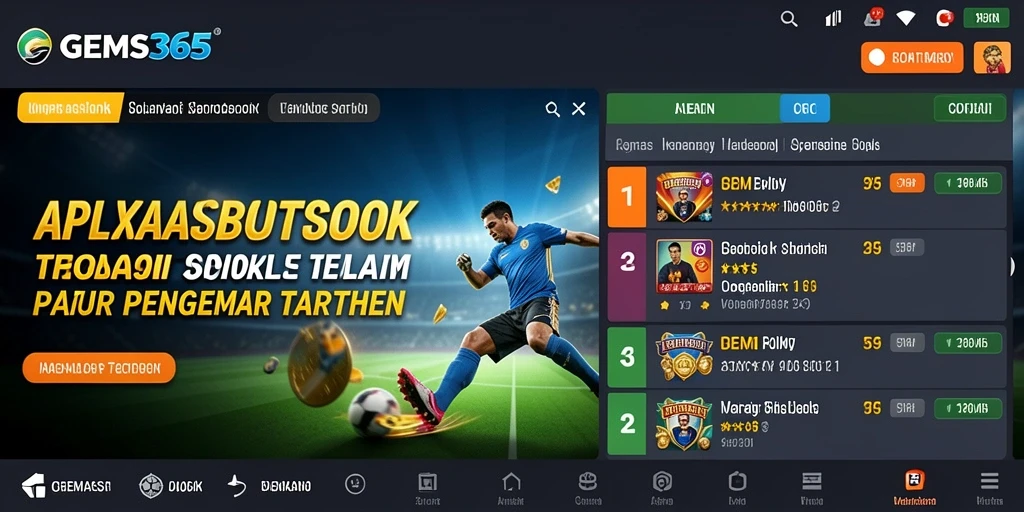 Tampilan gameplay menarik dari aplikasi sportsbook GEMS365.