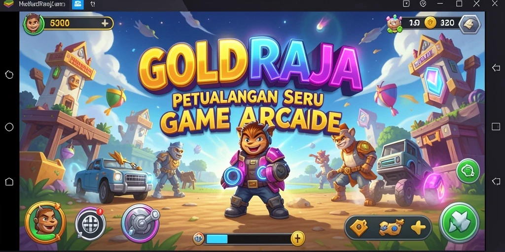 Screenshot gameplay menampilkan karakter melawan rintangan di <strong>GOLDRAJA</strong>.