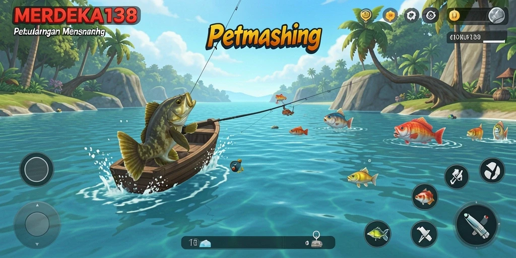 Tampilan gameplay memancing yang menarik dan menantang.
