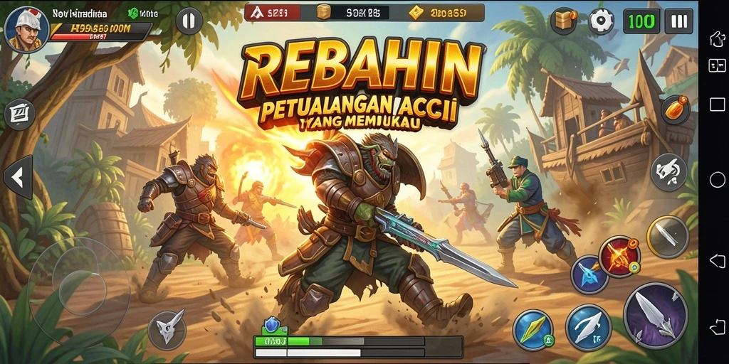 Tampilan aksion mendebarkan dalam gameplay REBAHIN.
